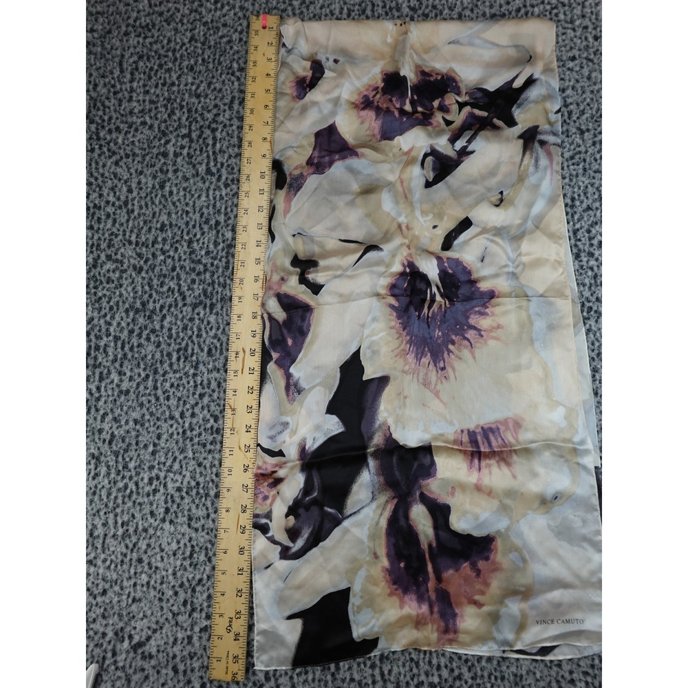 Vince Camuto Scarf Womens OS Champagne Floral Silk Rectangular Lightweight - Picture 5 of 7